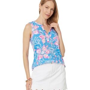 Lilly Pulitzer Blue Pink Floral Sleeveless Tank Top